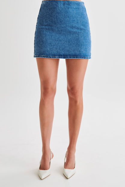 Jupe mini en jean Ellie - Bleu des années 70