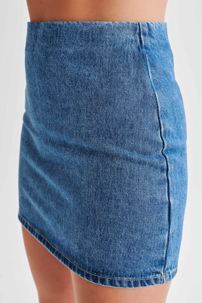 Jupe mini en jean Ellie - Bleu des années 70