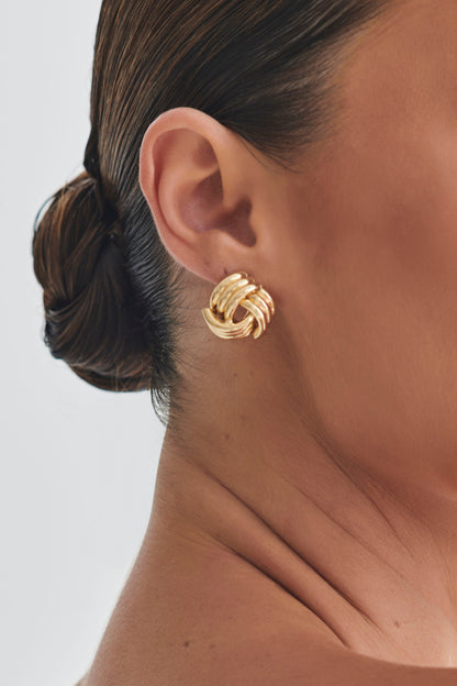 Boucles d'oreilles Rowan nouées - Or