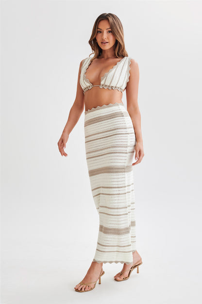 Jadia, Bralette Crochetee à Contraste - Taupe/Blanc