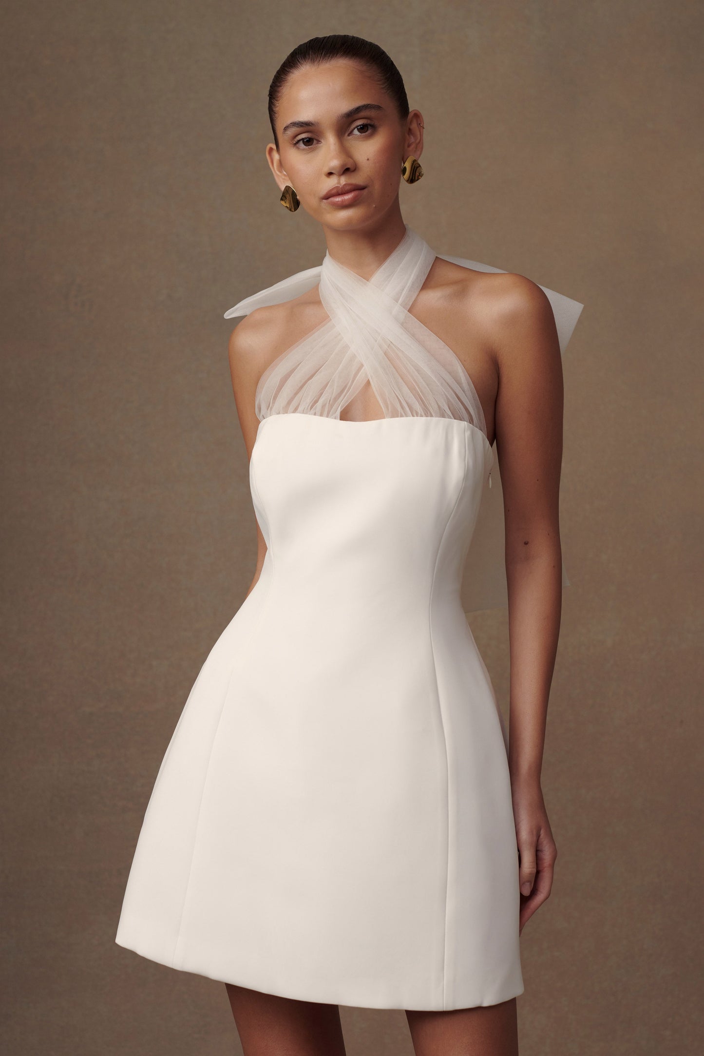 Mini-robe Maryam en tulle avec nœud - Blanc