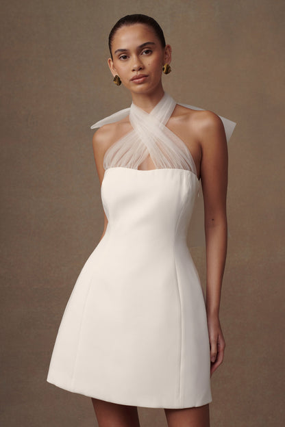 Mini-robe Maryam en tulle avec nœud - Blanc