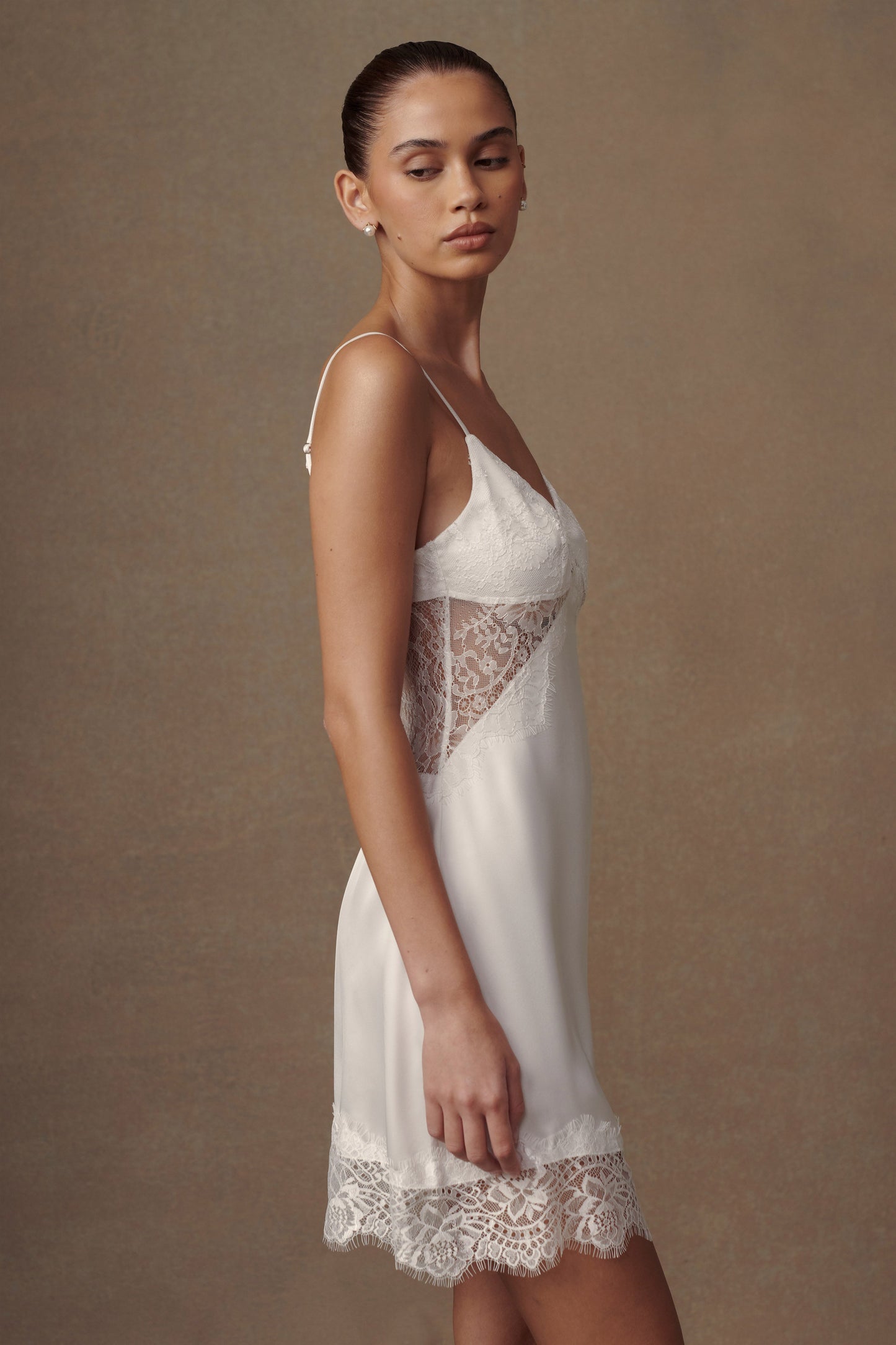 Robe nuisette en dentelle Emmett - Blanche