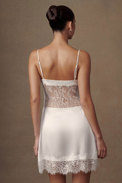 Robe nuisette en dentelle Emmett - Blanche