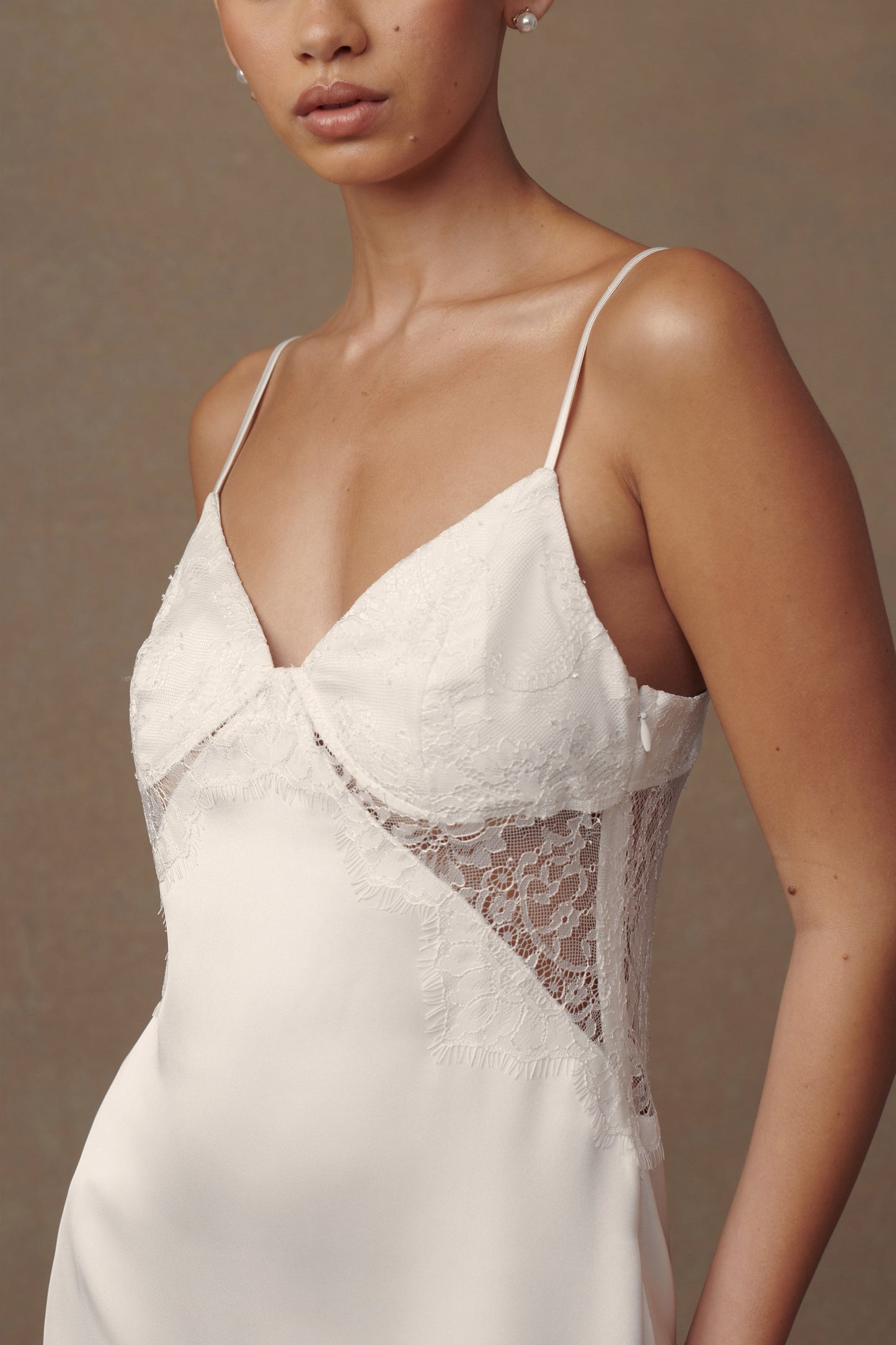 Robe nuisette en dentelle Emmett - Blanche