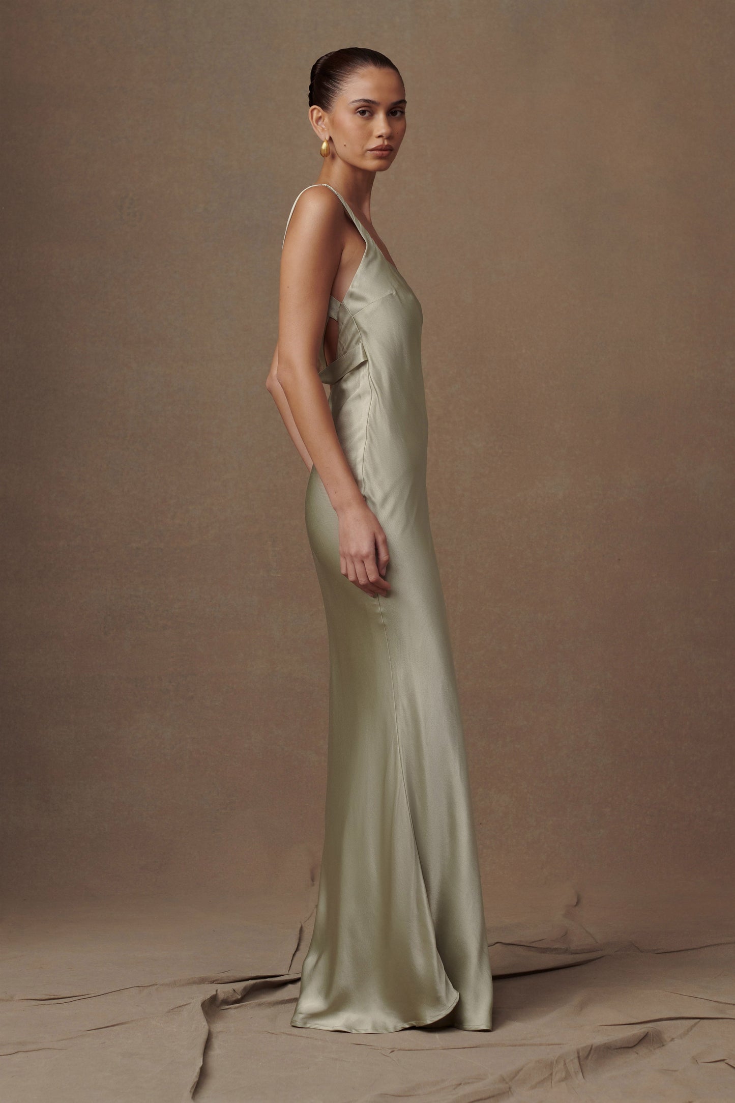Ensley Robe Maxi en Satin - SAGE