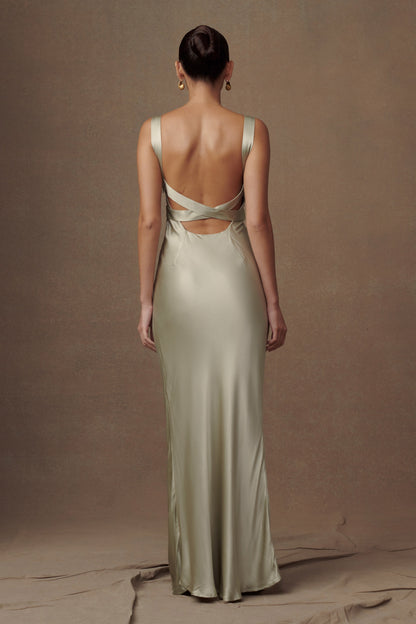 Ensley Robe Maxi en Satin - SAGE