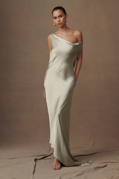 Robe Maxi Yvette à Bretelles avec Emmanchure Asymétrique - SAGE