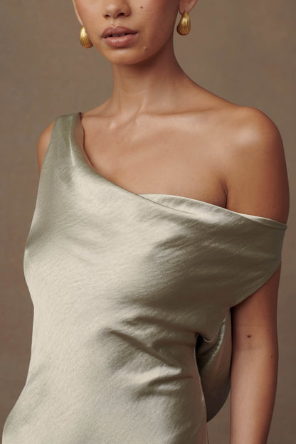 Robe Maxi Yvette à Bretelles avec Emmanchure Asymétrique - SAGE