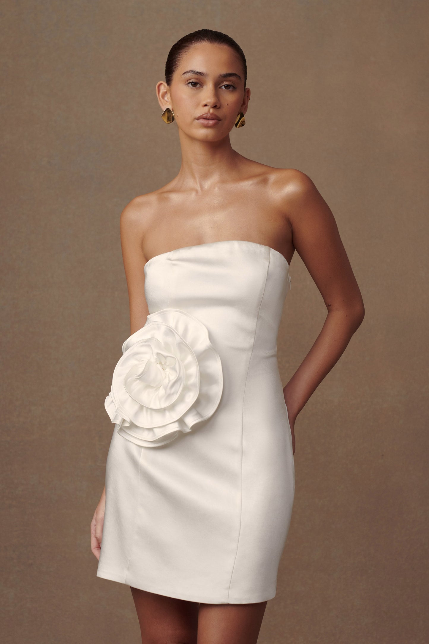 Mini-robe rose sans bretelles Bernadette - Blanc