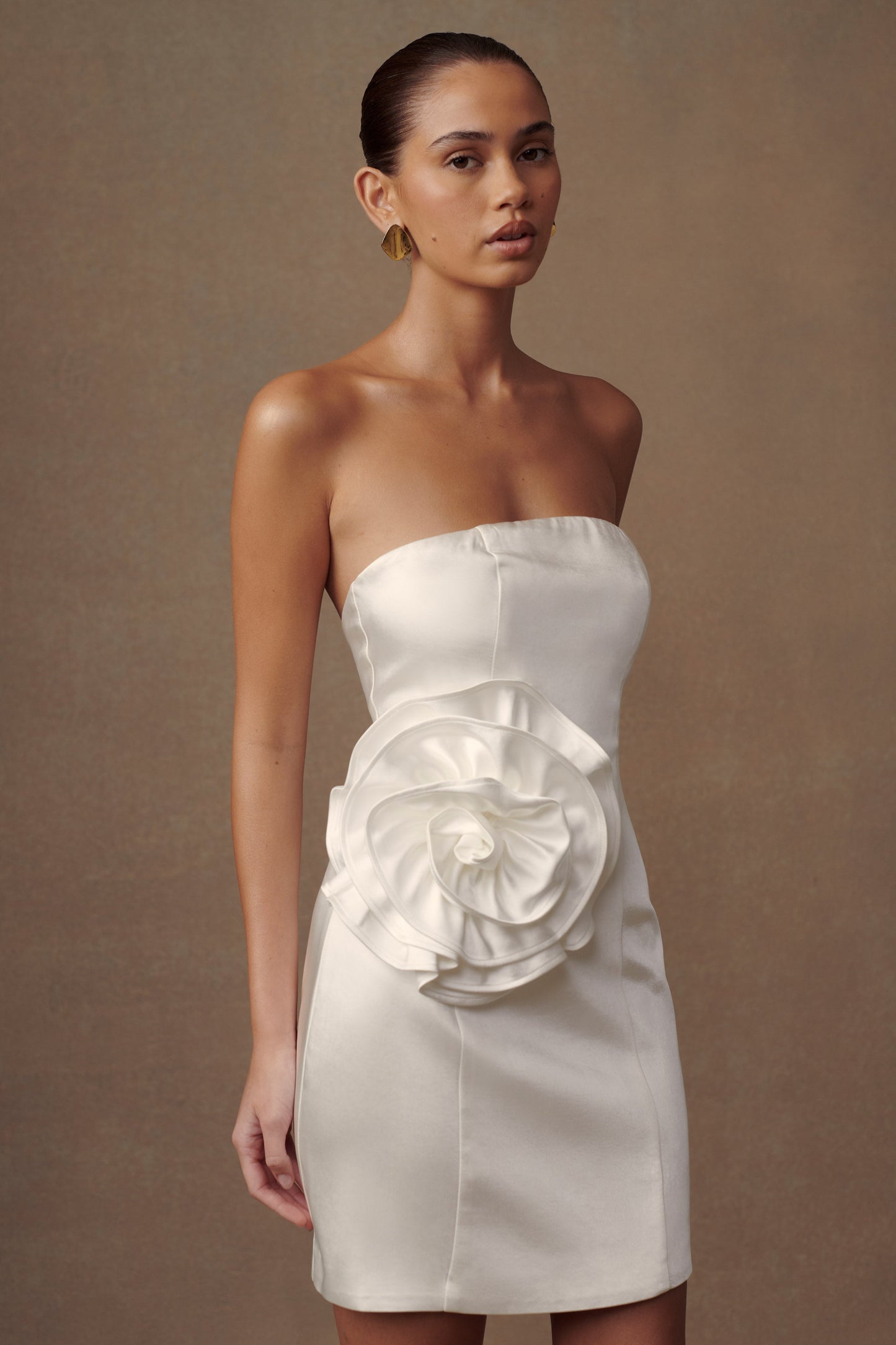 Mini-robe rose sans bretelles Bernadette - Blanc