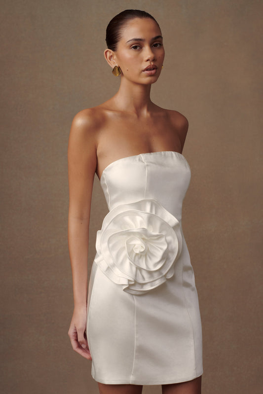 Mini-robe rose sans bretelles Bernadette - Blanc