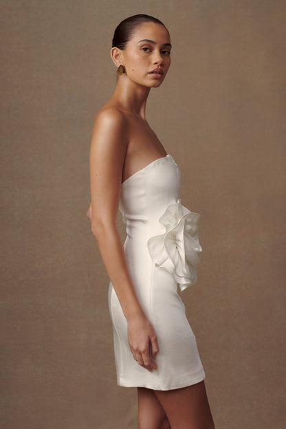 Mini-robe rose sans bretelles Bernadette - Blanc