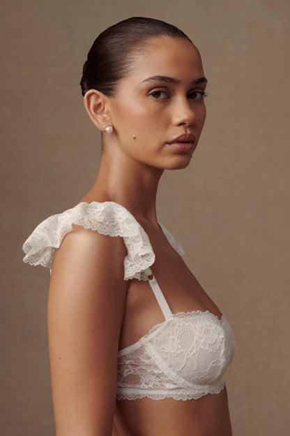 Soutien-gorge à volants en dentelle Blaise avec armatures - Blanc