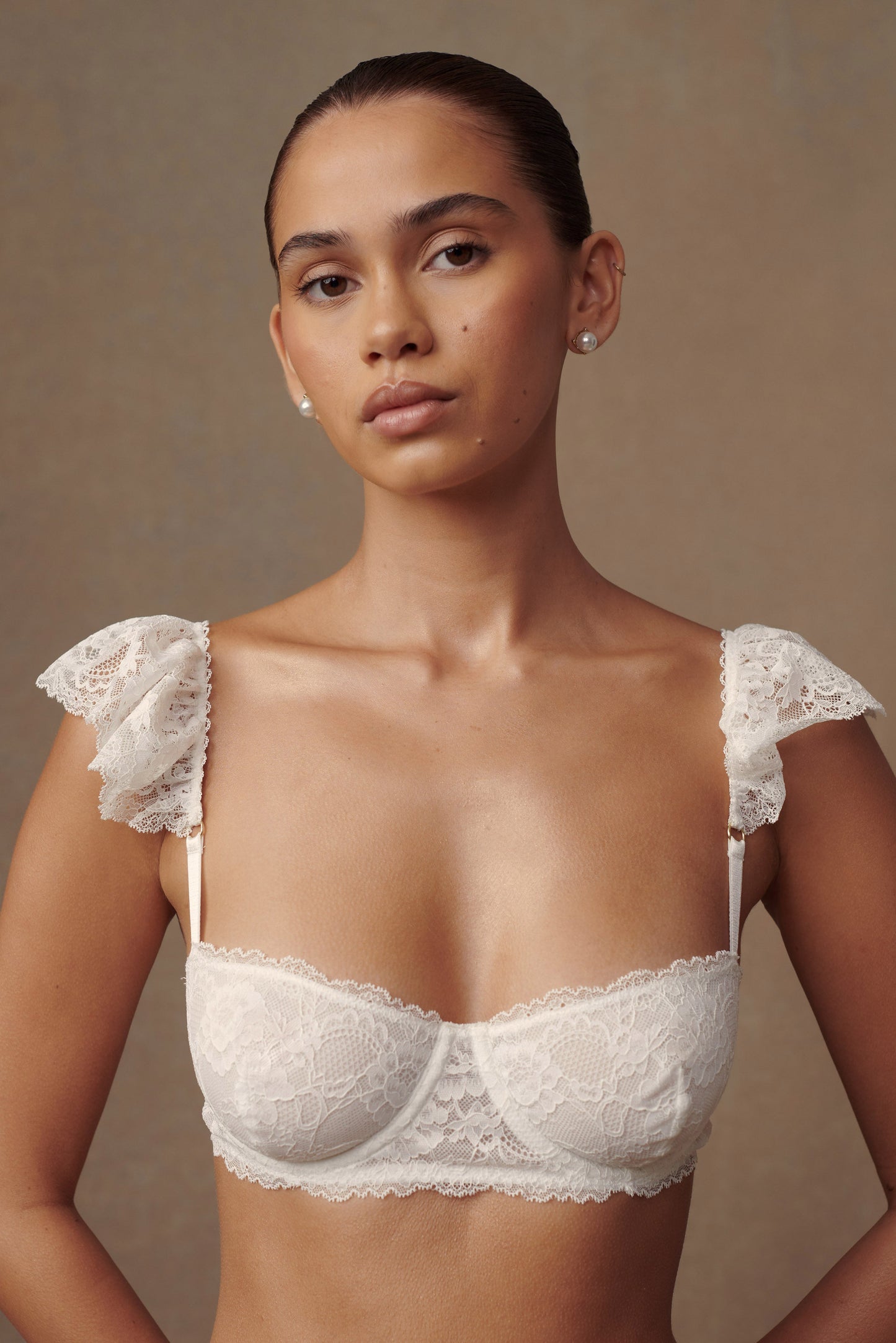 Soutien-gorge à volants en dentelle Blaise avec armatures - Blanc