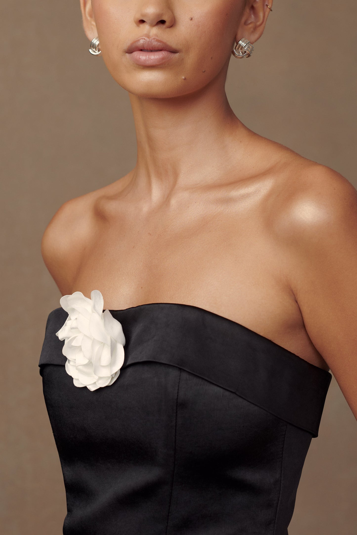Margot, corset rose sans bretelles - Noir