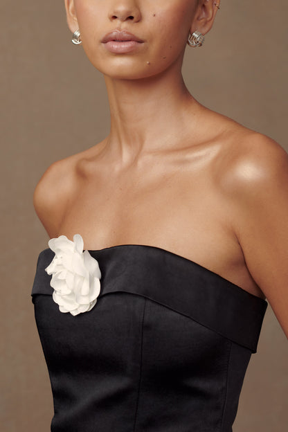 Margot, corset rose sans bretelles - Noir
