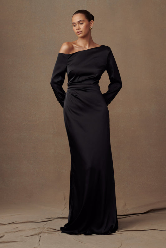 Robe Maxi à Manches Longues Avery - Noir