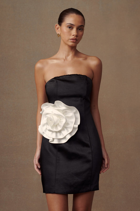 Mini-robe rose sans bretelles Bernadette - Noir