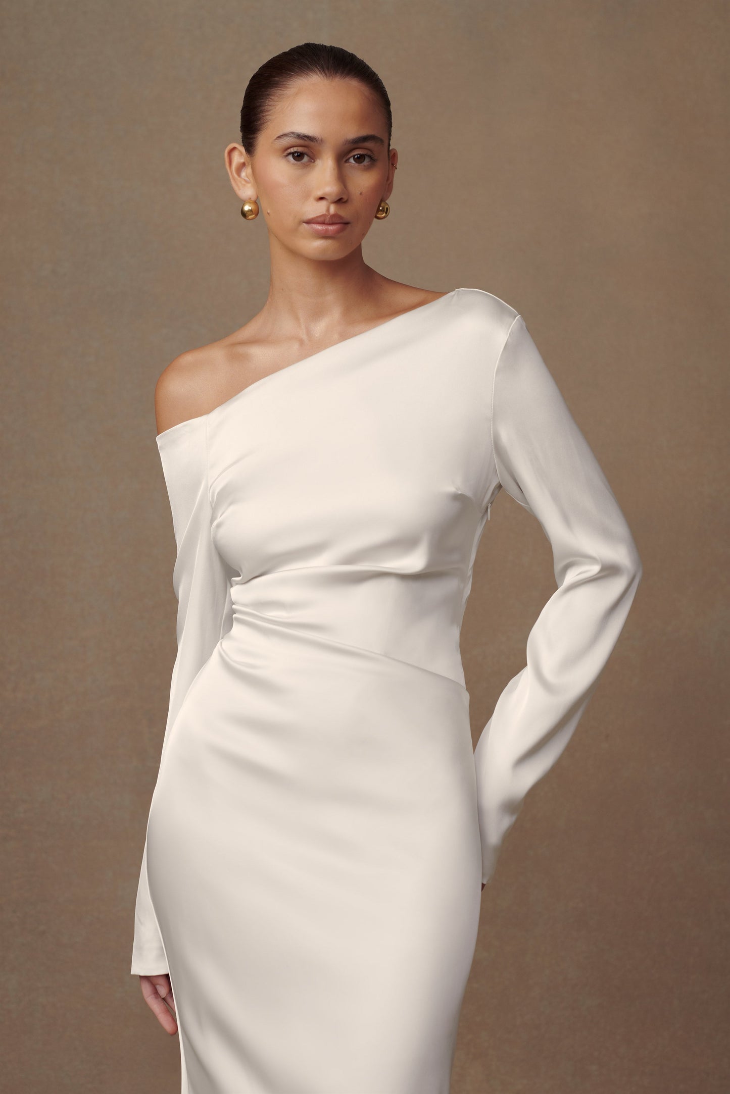 Robe Maxi à Manches Longues Avery - Ivoire