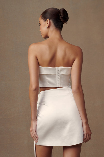 Margot, corset rose sans bretelles - Blanc