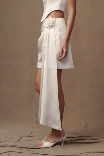 Jupe mini Margot Rose - Blanche
