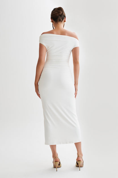 Robe midi en nylon recyclé Alayna - Blanc