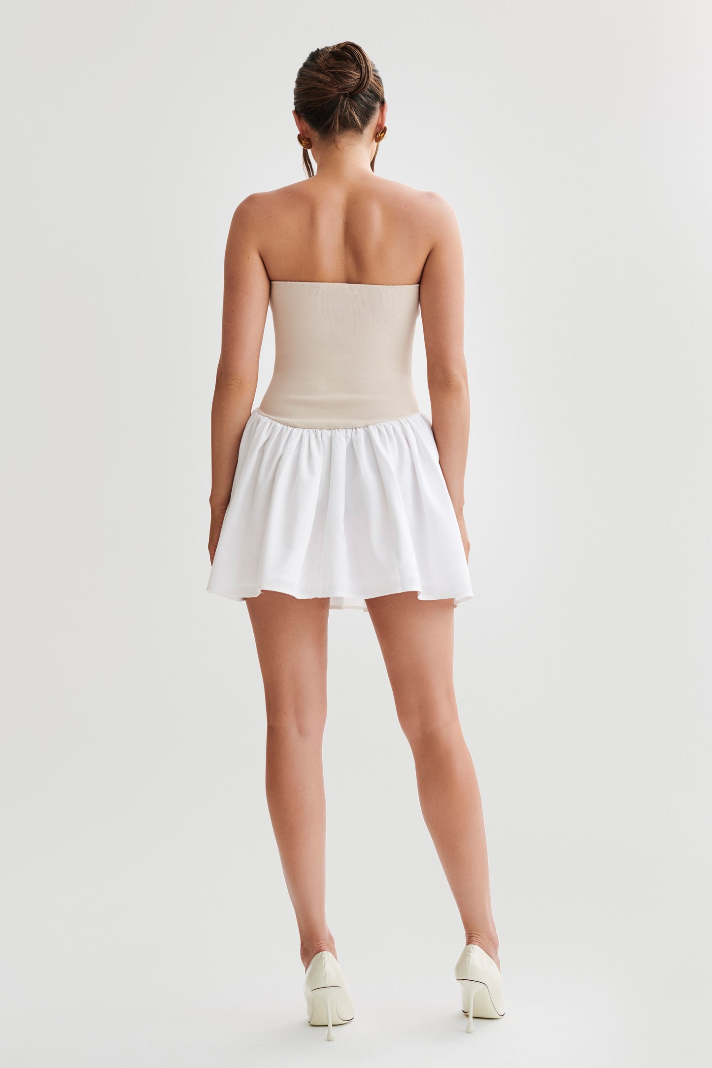Mini-robe en tricot et lin Hannah - Naturel/Blanc