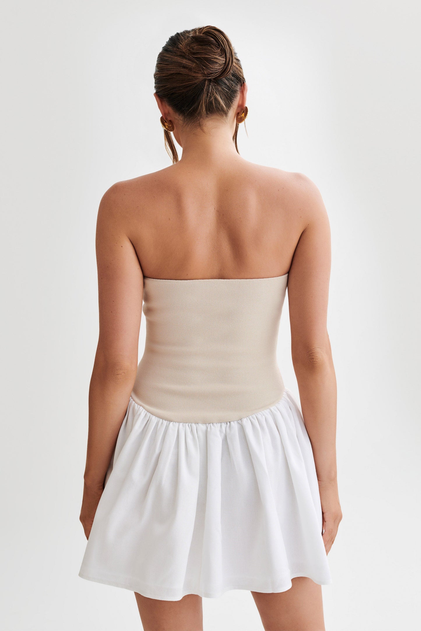 Mini-robe en tricot et lin Hannah - Naturel/Blanc
