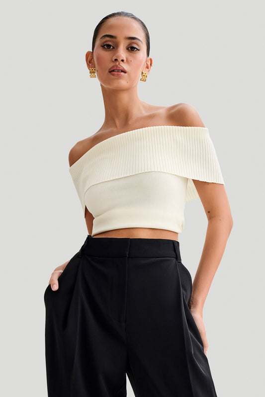Susanna Haut en Tricot Décolleté Croisé - Ivoire