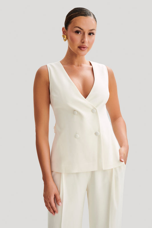 Gilet long Amelie - Ivoire