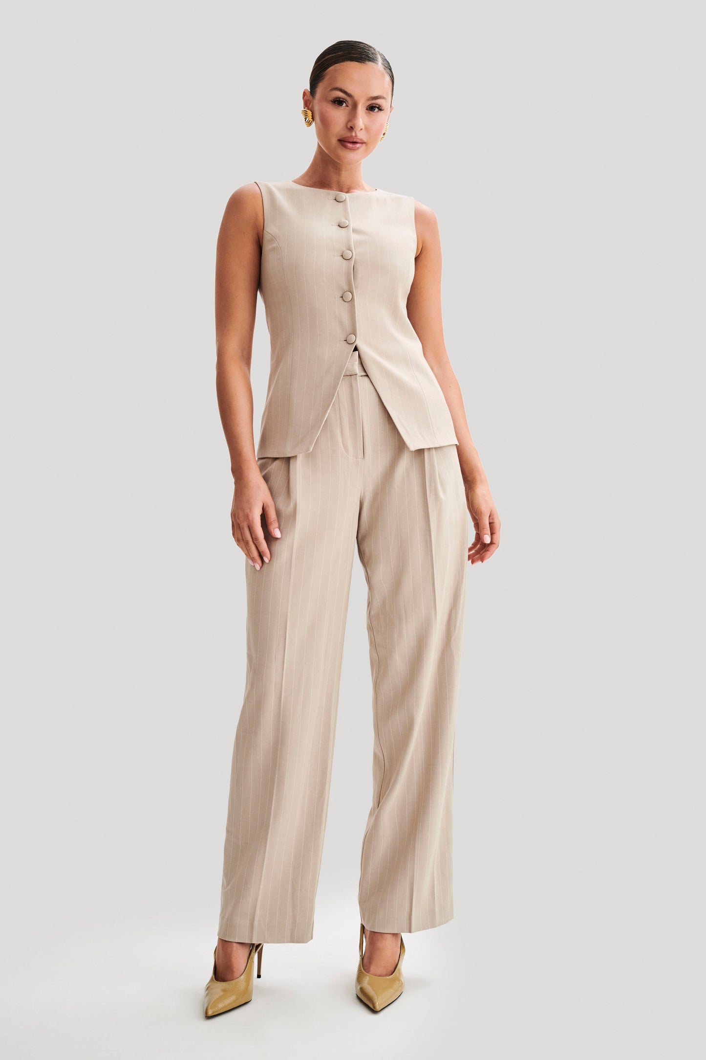 Gilet de tailleur Tracey - Rayures taupe