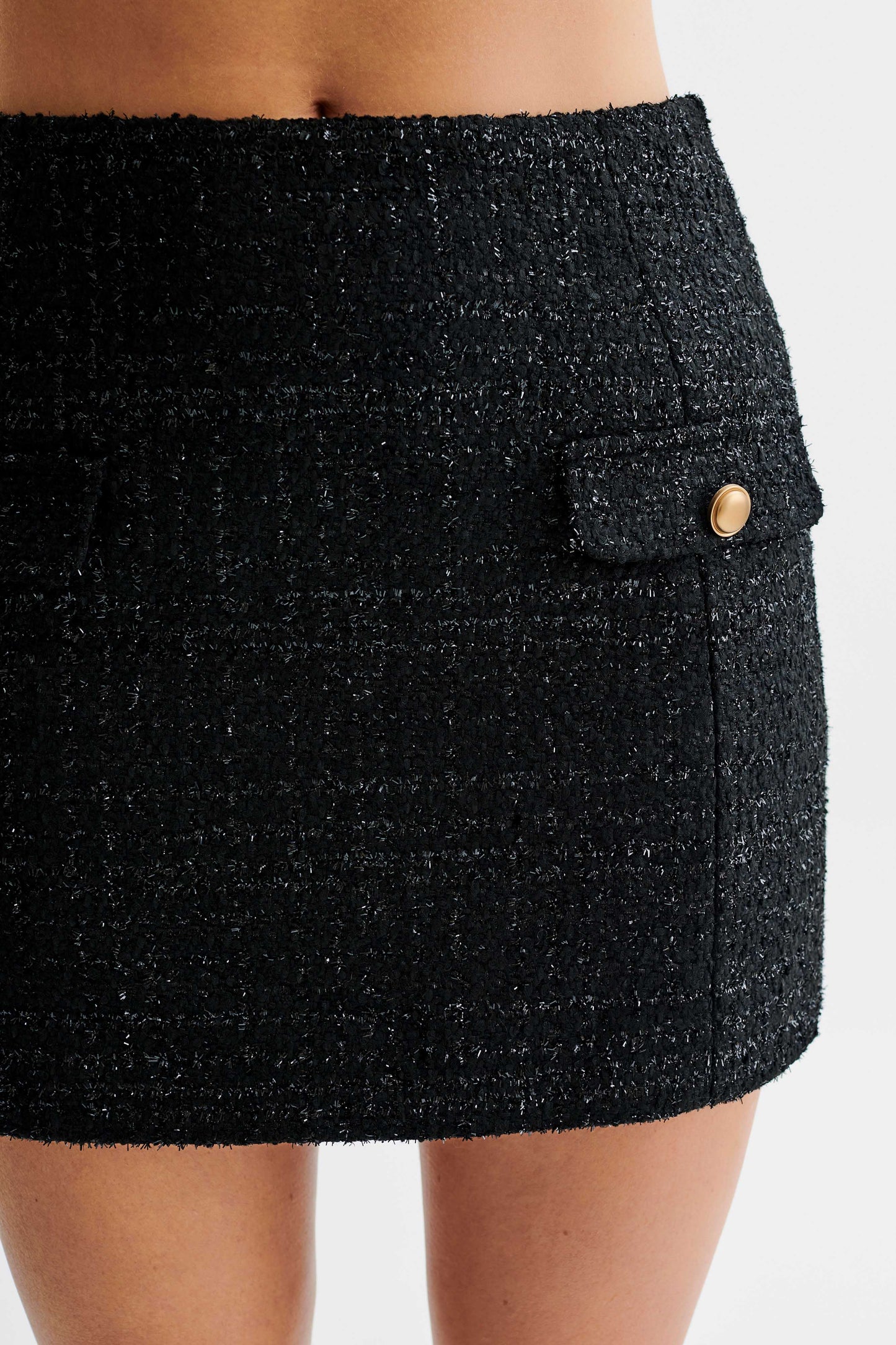 Priscilla Jupe Mini en Tweed - Noir