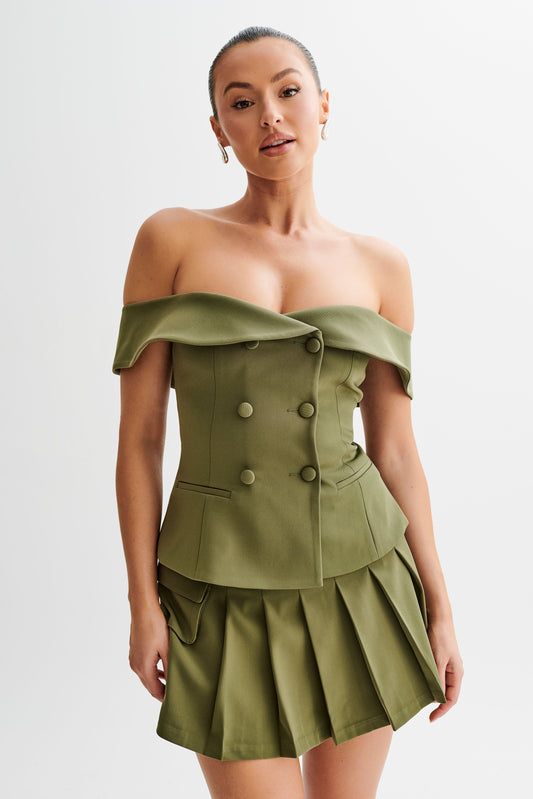 Top de tailleur sans bretelles Krista - Vert olive militaire
