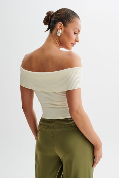 Susanna Haut en Tricot Décolleté Croisé - Ivoire