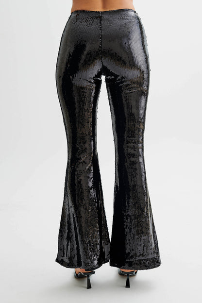Pantalon large à paillettes Wilma - Noir