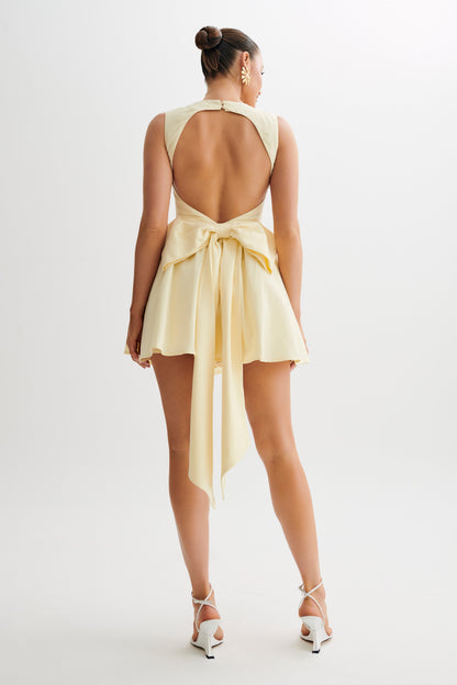 Mini-robe Marcella en lin avec nœud dans le dos - Sorbet citron