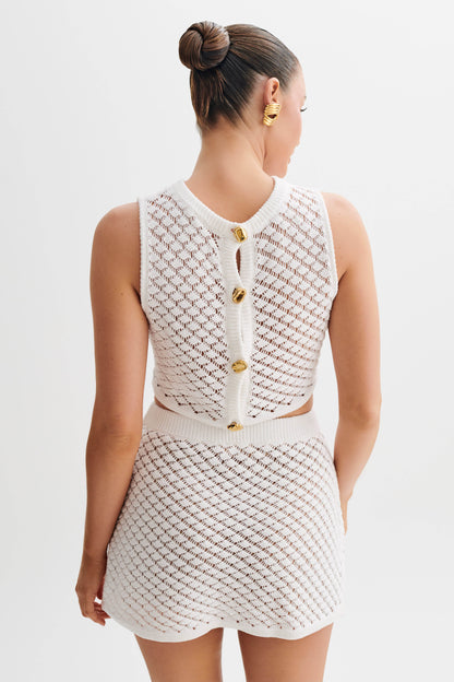 Jupe mini trapèze en tricot Lorenza - Ivoire