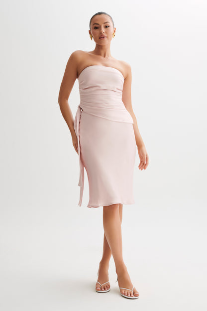 Jupe Allegra en satin, longueur genou - Rose clair