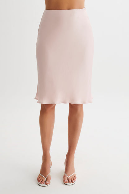 Jupe Allegra en satin, longueur genou - Rose clair