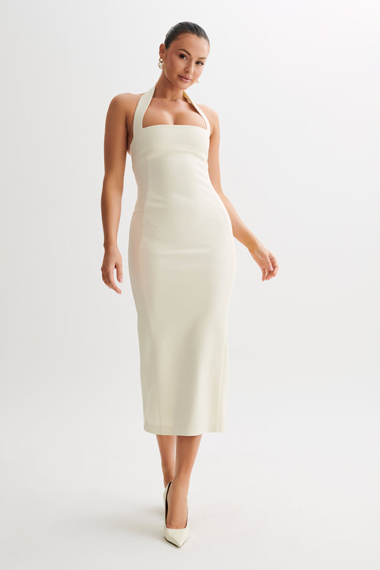 Robe midi Amelita à col halter - Ivoire