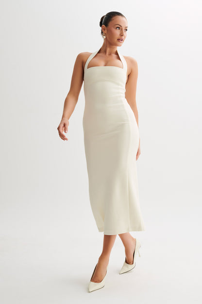 Robe midi Amelita à col halter - Ivoire