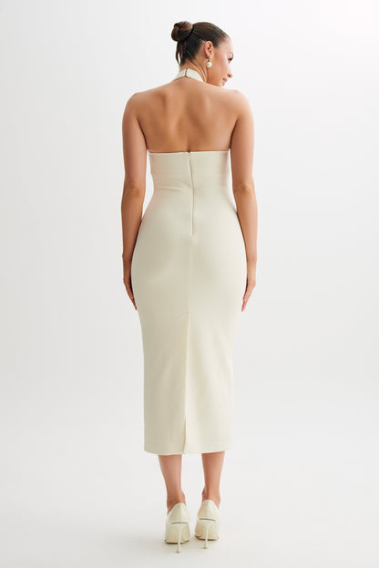Robe midi Amelita à col halter - Ivoire