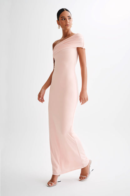 Robe Maxi Épaulettes Découv. et Dégradé Cassandra - Rose Pâle