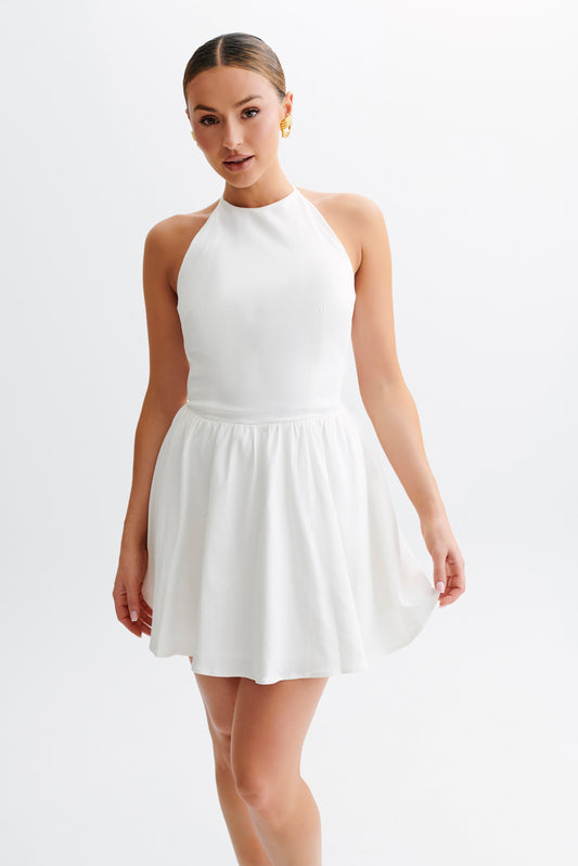Mini-robe en coton Carolina à porter en bandoulière - Blanc
