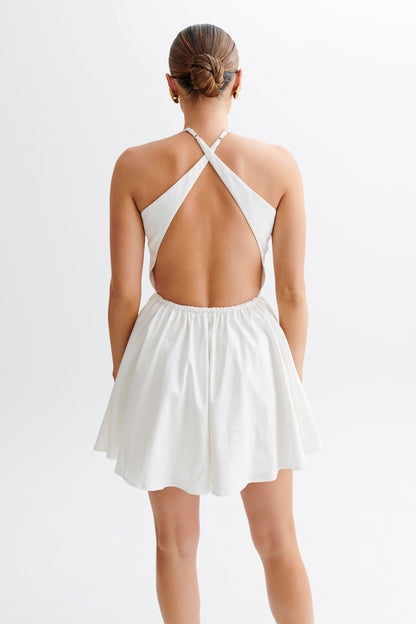 Mini-robe en coton Carolina à porter en bandoulière - Blanc
