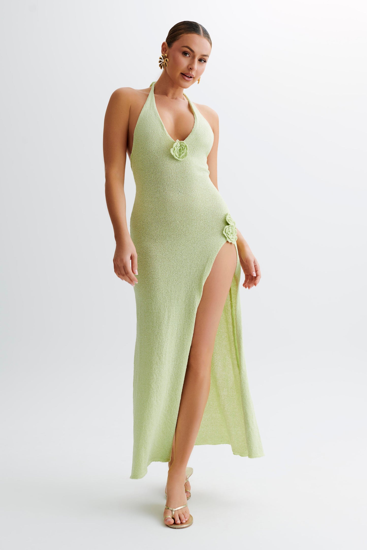 Robe Maxi Halter en Tricot Cherie - Pomme