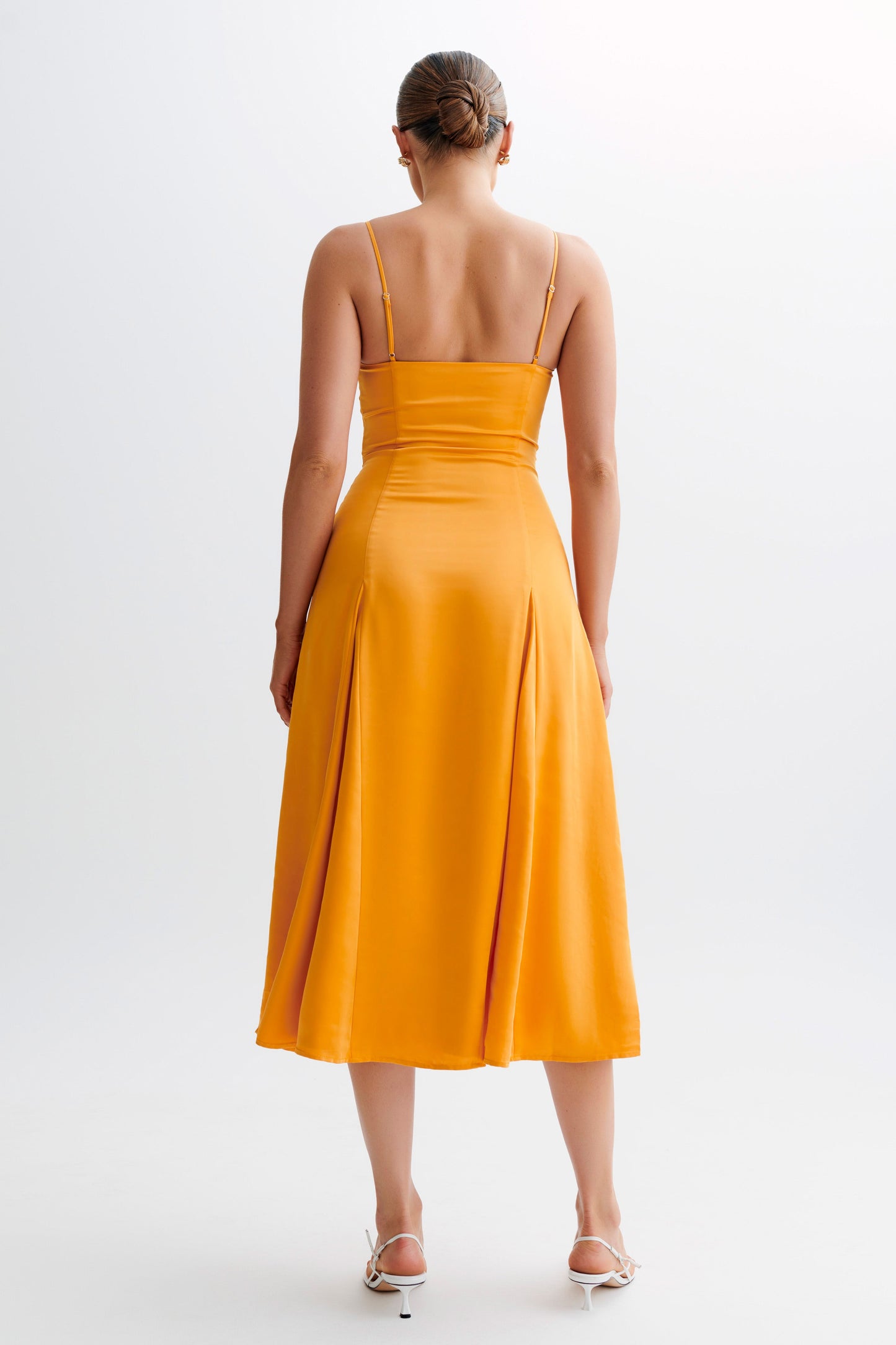 Robe midi en satin Luciana - Tangerine