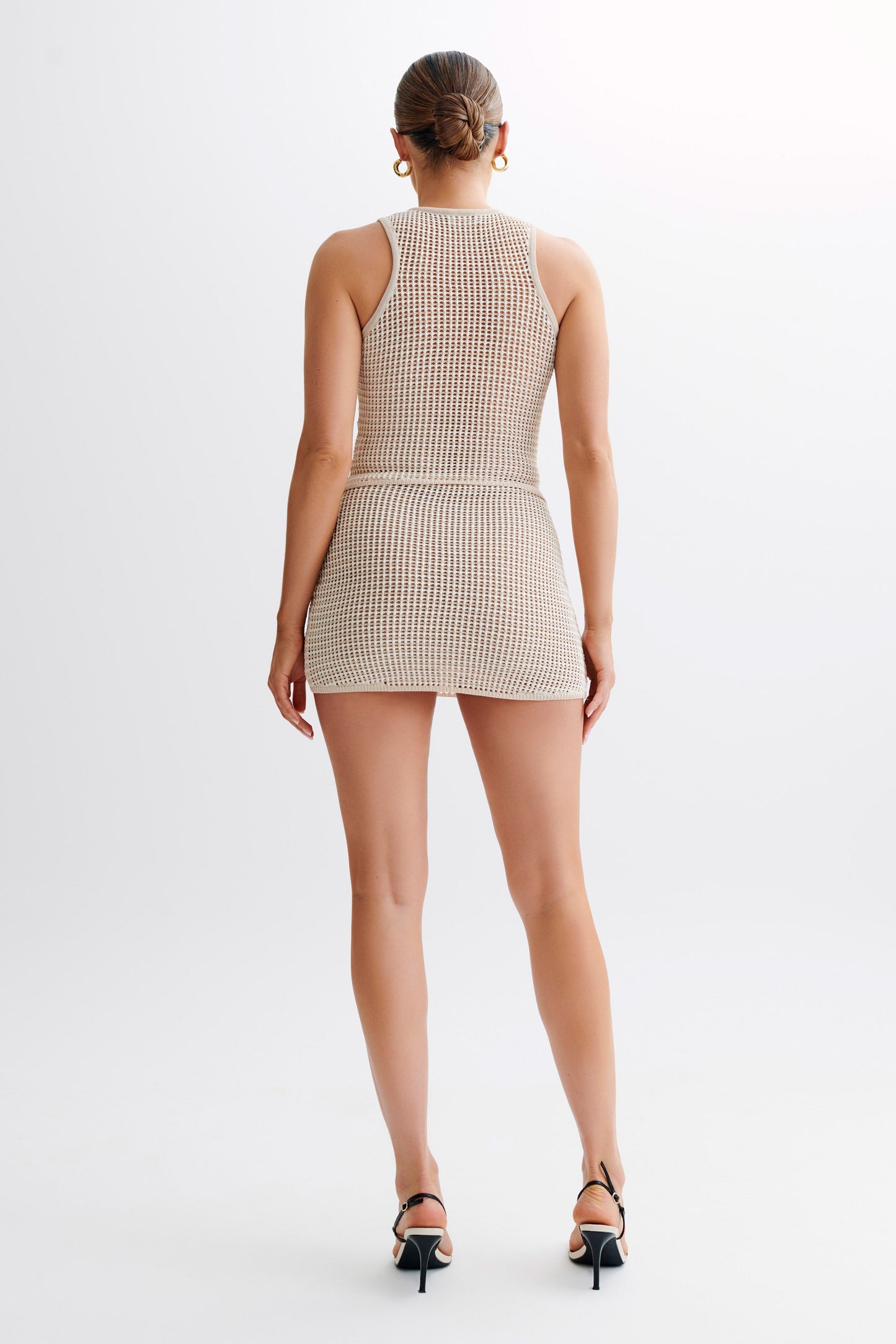 Jupe mini en jersey rayé Omarosa - Beige/Blanc