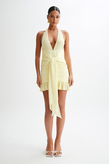 Mini-robe en satin et mousseline de soie Ambrosi - Sorbet au citron